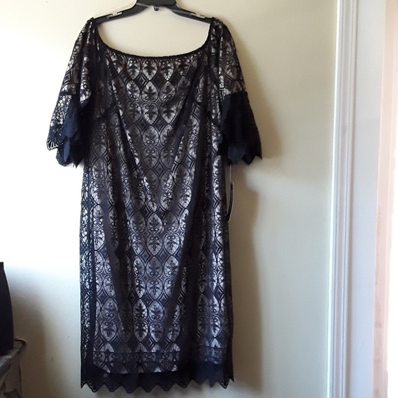Sharagano Off-Shoulder Lace Dress 22W - Picture 5 of 6